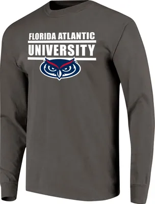 Image One Men's Florida Atlantic Owls Grey Bar Logo Long Sleeve T-Shirt