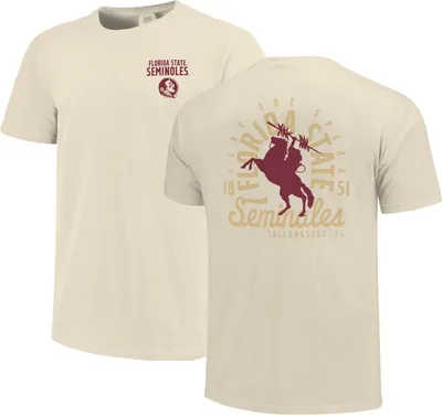 Image One Men's Florida State Seminoles Ivory Mascot Local T-Shirt