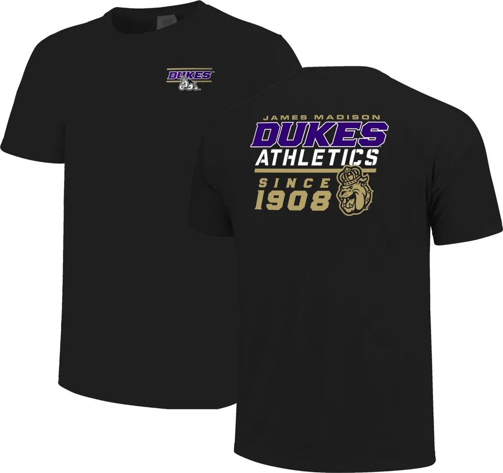 Image One Men's James Madison Dukes Black Stacked Logo Performance T-Shirt