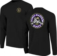 Image One Men's James Madison Dukes Black Mascot Circle Long Sleeve T-Shirt