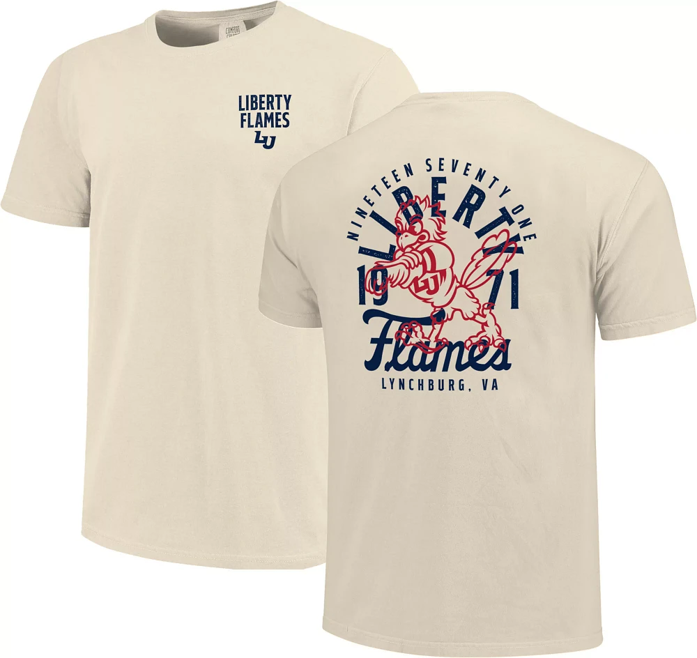 Image One Men's Liberty Flames Ivory Mascot Overlay T-Shirt