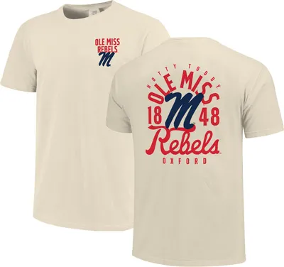 Image One Men's Ole Miss Rebels Ivory Mascot Local T-Shirt