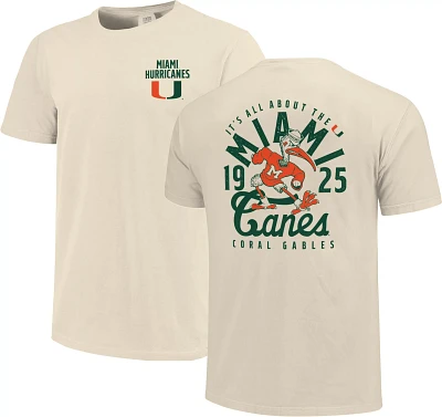 Image One Men's Miami Hurricanes Ivory Mascot Local T-Shirt