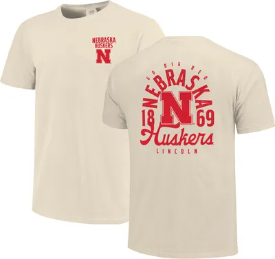 Image One Men's Nebraska Cornhuskers Ivory Mascot Local T-Shirt