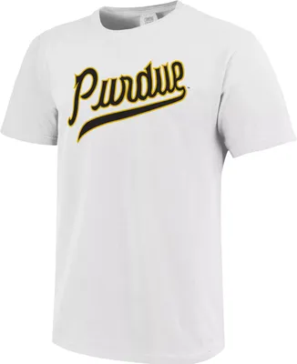 Image One Men's Purdue Boilermakers White Vintage Script T-Shirt