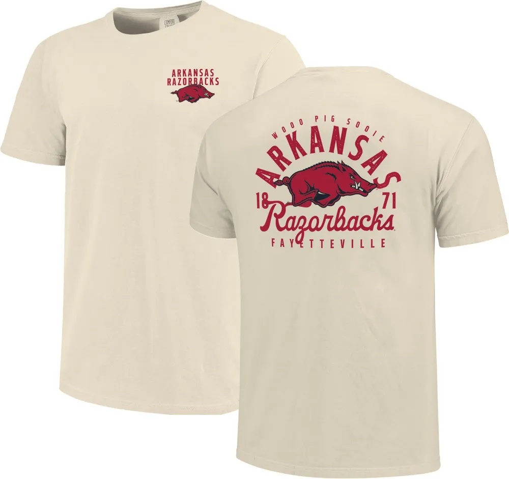 Image One Men's Arkansas Razorbacks Ivory Mascot Local T-Shirt