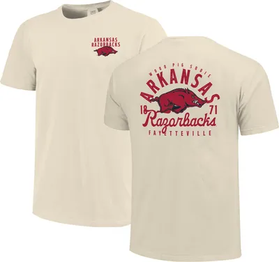 Image One Men's Arkansas Razorbacks Ivory Mascot Local T-Shirt