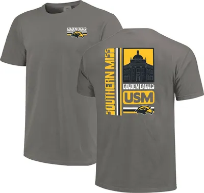 Image One Men's Southern Miss Golden Eagles Grey Retro Building T-Shirt