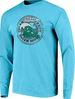 Image One Men's Tulane Green Wave Blue Distressed Long Sleeve T-Shirt