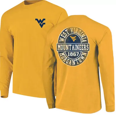 Image One Men's West Virginia Mountaineers Gold Distressed T-Shirt