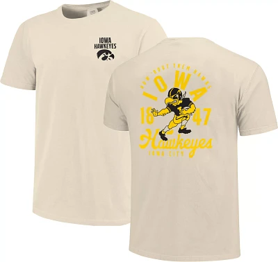 Image One Men's Iowa Hawkeyes Ivory Mascot Local T-Shirt