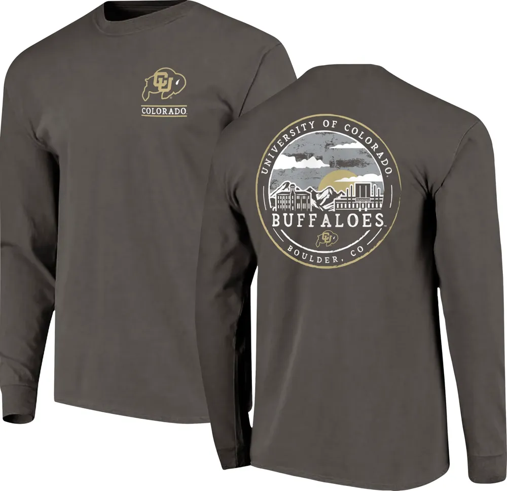 Image One Adult Colorado Buffaloes Grey Stressed Sky Long Sleeve T-Shirt