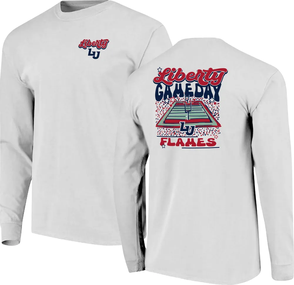 Image One Men's Liberty Flames White Gameday Stadium Long Sleeve T-Shirt