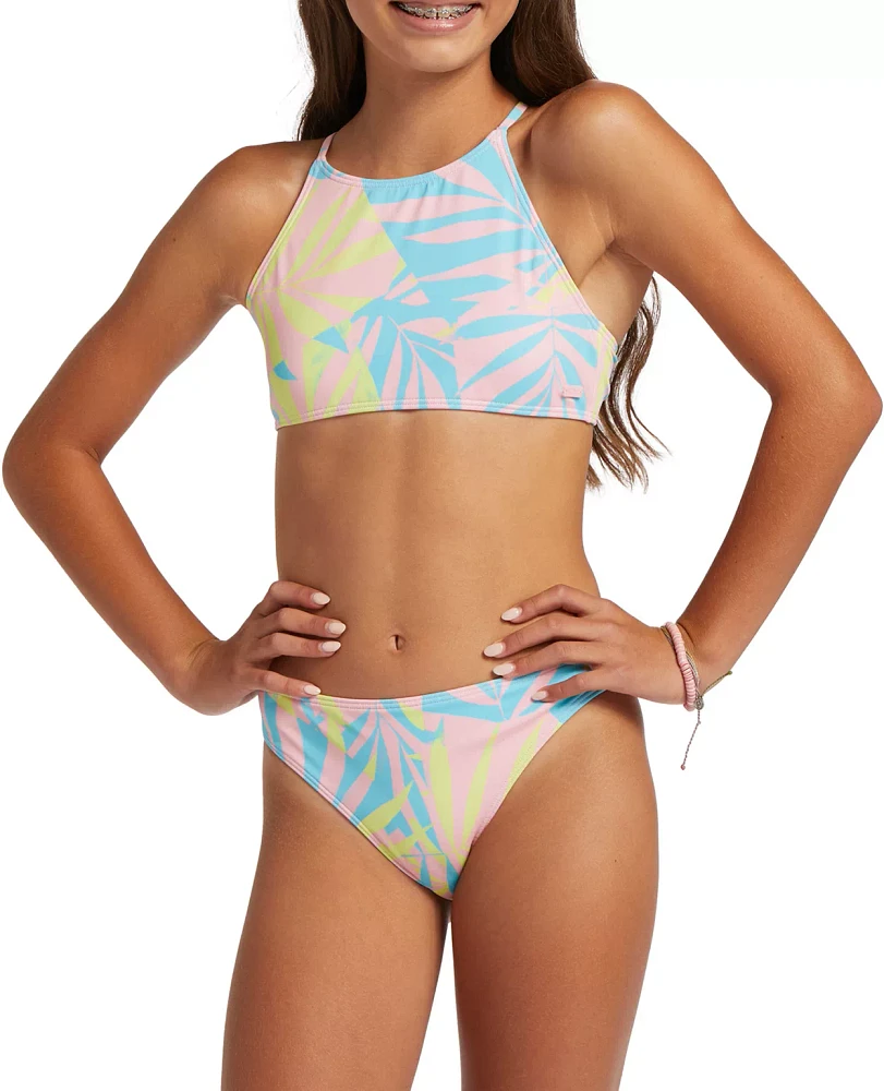 Roxy Girls' Palm Colors Crop Top Swim Set