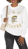 Gameday Couture Grambing State Tigers White Play On Crew Pullover Sweatshirt