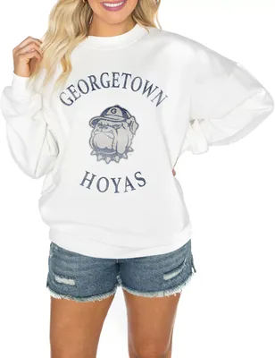 Gameday Couture Georgetown Hoyas White Play On Crew Pullover Sweatshirt
