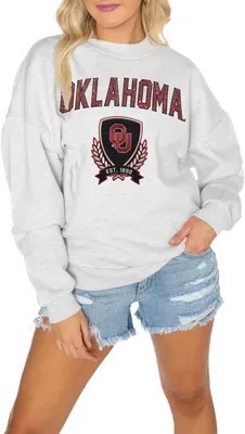 Gameday Couture Oklahoma Sooners White Sequin Crew Pullover Sweatshirt