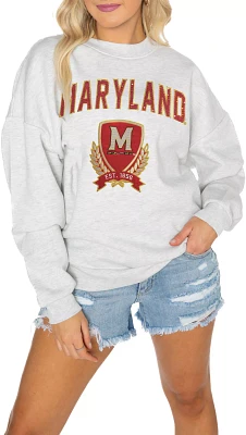 Gameday Couture Maryland Terrapins White Sequin Crew Pullover Sweatshirt
