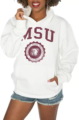 Gameday Couture Women's Mississippi State Bulldogs White Seal of Approval Premium Fleece Pullover Hoodie