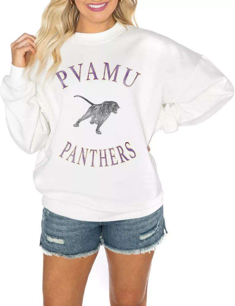 Gameday Couture Prairie View A&M Panthers White Play On Crew Pullover Sweatshirt