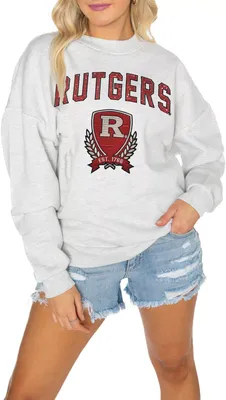 Gameday Couture Rutgers Scarlet Knights White Sequin Crew Pullover Sweatshirt