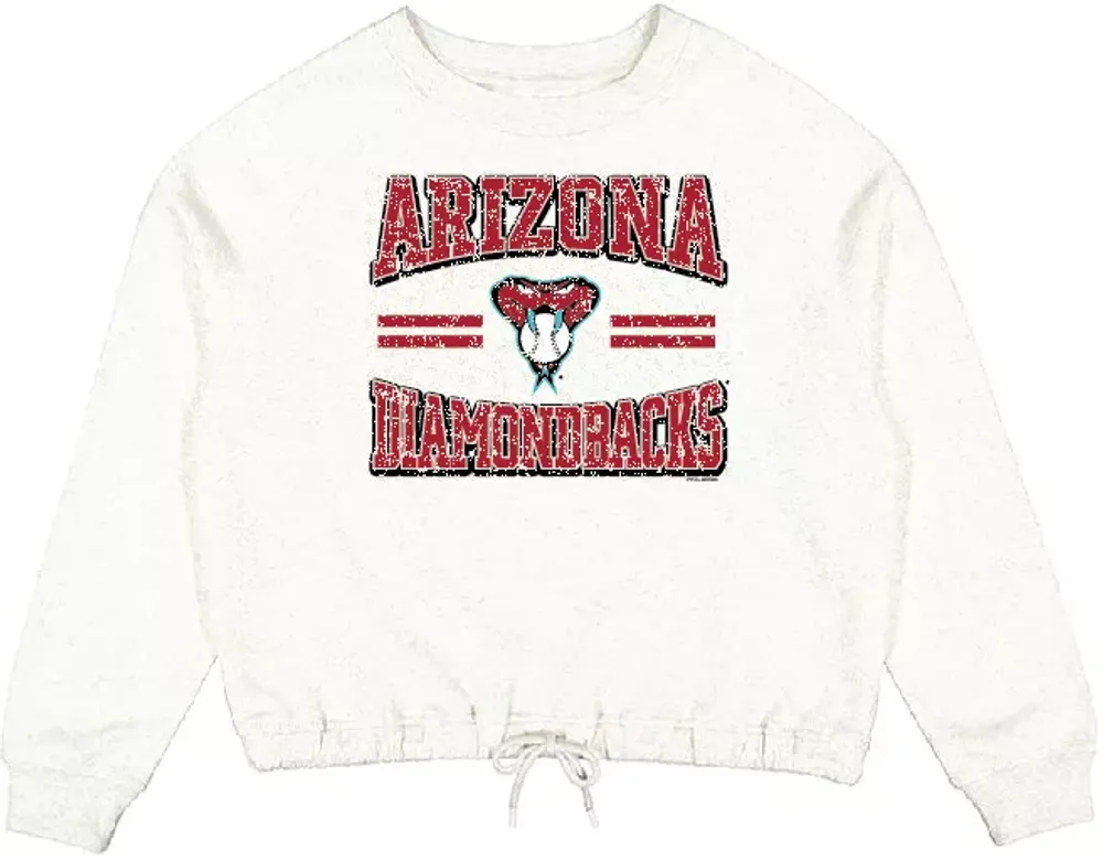 Soft As A Grape Women's Arizona Diamondbacks White Tie Crewneck Sweatshirt