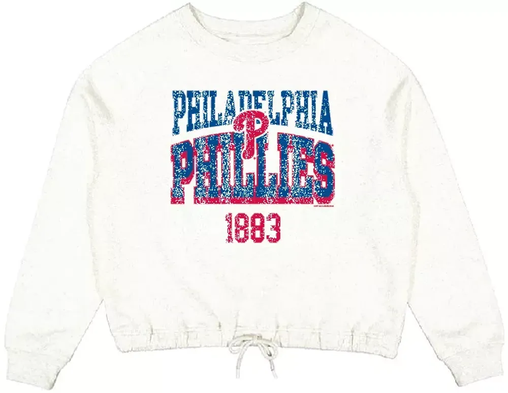 Soft As A Grape Women's Philadelphia Phillies White Wordmark Crewneck Sweatshirt