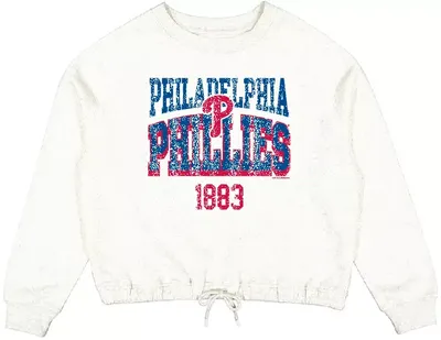Soft As A Grape Women's Philadelphia Phillies White Wordmark Crewneck Sweatshirt