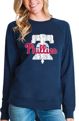 Soft As A Grape Philadelphia Phillies Navy Bell Crewneck Sweatshirt
