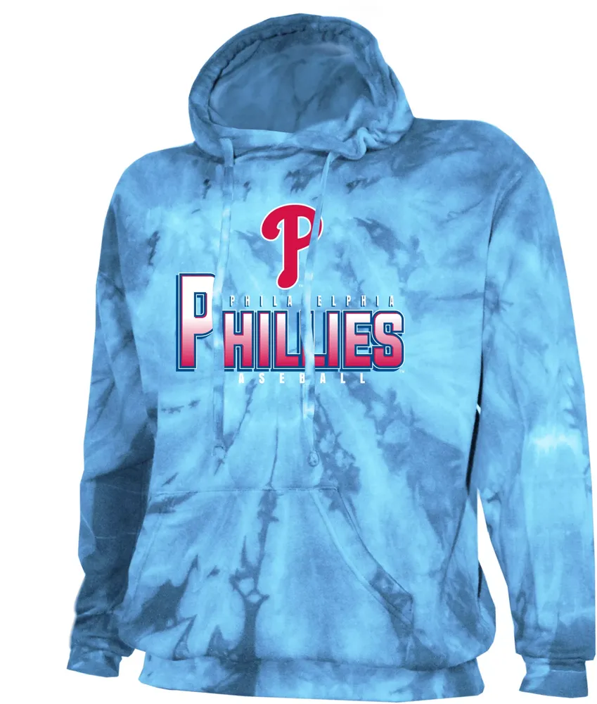 Stitches Adult Philadelphia Phillies Light Blue Tie Dye Pullover Hoodie