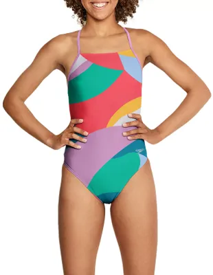 Speedo Women's Printed T-Back One-Piece Swimsuit