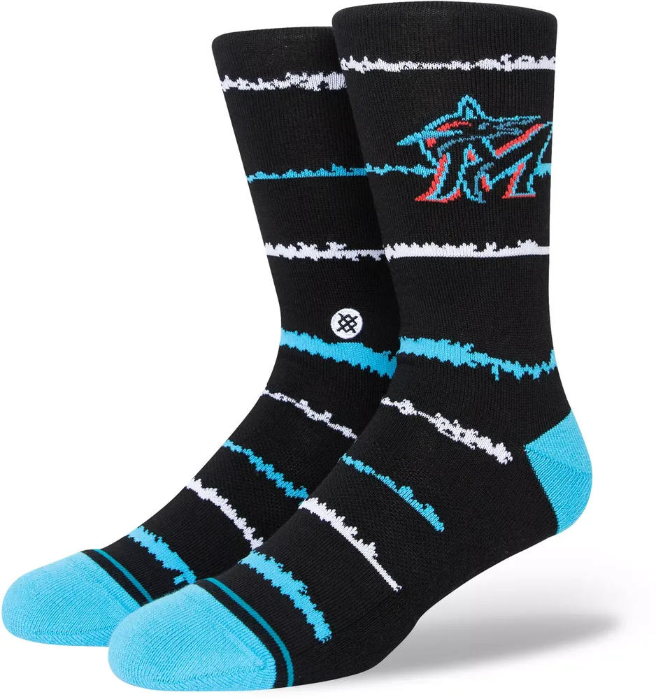 Stance Miami Marlins Black Chalk Crew Sock