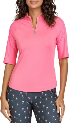 Tail Women's Elbow Sleeve 1/4 Zip V-Mock Neck Golf Polo