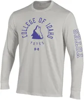 Under Armour Men's College of Idaho Yotes Silver Heather Performance Cotton Long Sleeve T-Shirt