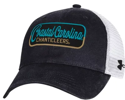 Under Armour Men's Coastal Carolina Chanticleers Black Performance Washed Cotton Adjustable Trucker Hat