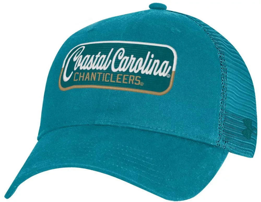 Dick's Sporting Goods Under Armour Men's Coastal Carolina Chanticleers Teal  Performance Washed Cotton Adjustable Trucker Hat