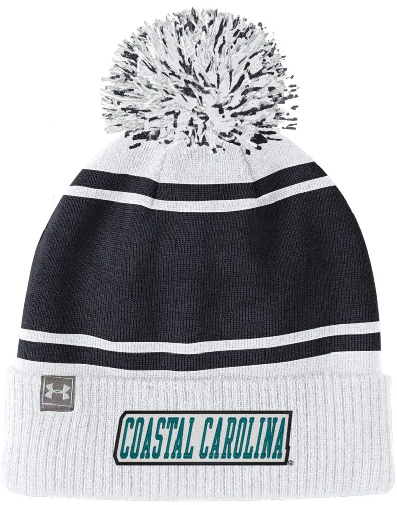 Under Armour Men's Coastal Carolina Chanticleers White Pom Knit Beanie