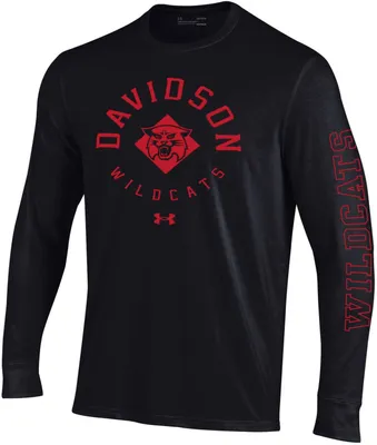 Under Armour Men's Davidson Wildcats Black Performance Cotton Long Sleeve T-Shirt