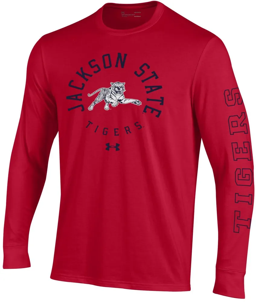 Under Armour Men's Jackson State Tigers Red Performance Cotton Long Sleeve T-Shirt