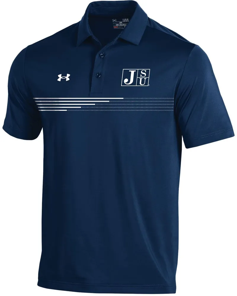 Under Armour Men's Jackson State Tigers Navy Blue Stripe Polo