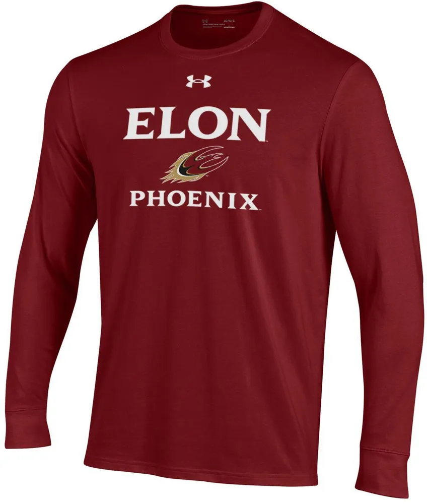 Under Armour Men's Elon University Phoenix Maroon Performance Cotton Long Sleeve T-Shirt