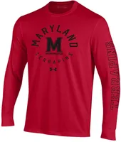 Under Armour Men's Maryland Terrapins Red Performance Cotton Long Sleeve T-Shirt