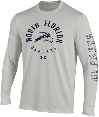 Under Armour Men's North Florida Ospreys Silver Heather Performance Cotton Long Sleeve T-Shirt