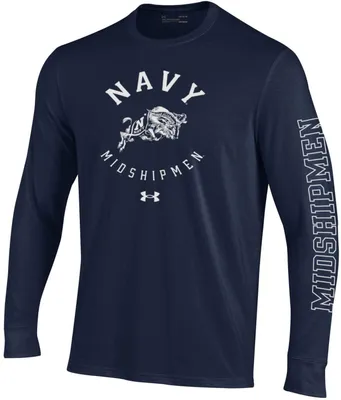 Under Armour Men's Navy Midshipmen Performance Cotton Long Sleeve T-Shirt