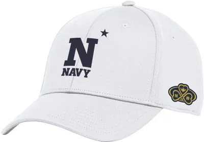 Under Armour Men's Navy Midshipmen White Blitz Adjustable Baseball Hat
