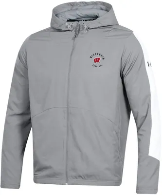 Under Armour Men's Wisconsin Badgers Grey Lightweight Legacy Full-Zip Jacket