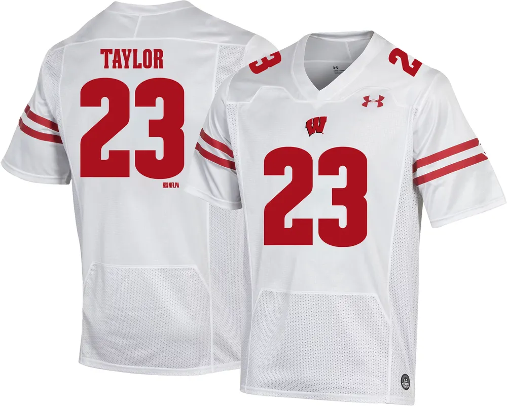 Under Armour Men's Wisconsin Badgers Jonathan Taylor #23 White Replica Football Jersey