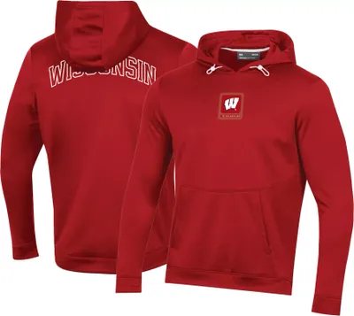 Under Armour Men's Wisconsin Badgers Red Fleece Pullover Hoodie