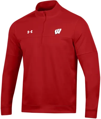 Under Armour Men's Wisconsin Badgers Red Mid Layer 1/2 Zip Pullover Jacket