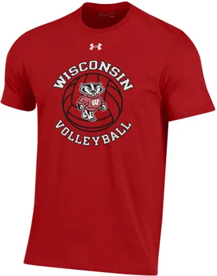 Under Armour Men's Wisconsin Badgers Red Volleyball Performance Cotton T-Shirt